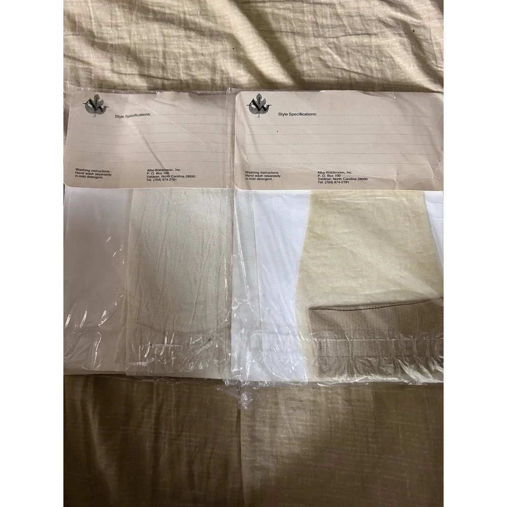 Alba-Waldensian Sheer Knee High Socks Gold & Ivory Tights 2X Vintage! Lot Of Two